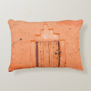 Closed wooden window in traditional moroccan house decorative cushion