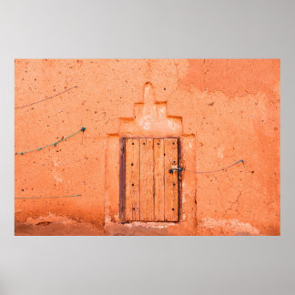 Closed wooden window in traditional moroccan house poster