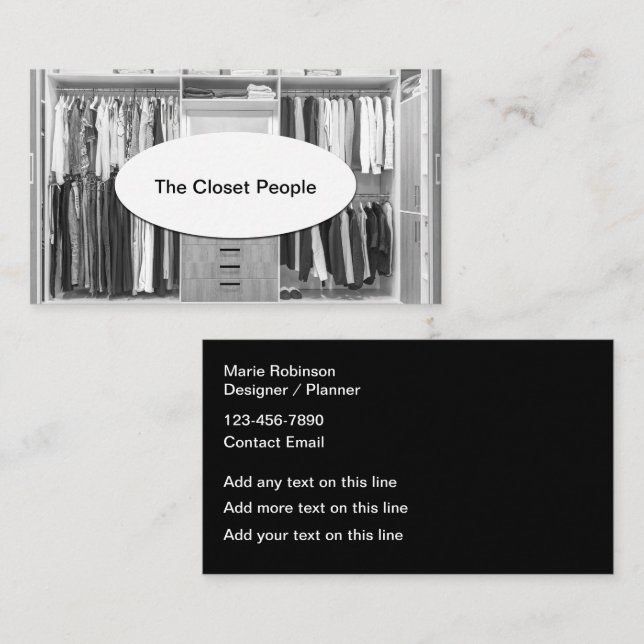 Closet Organising And Design Business Cards (Front/Back)