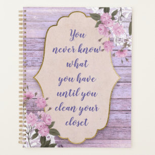 Closet Quote Planner Vintage Wood Flowers