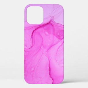 Closeup alcohol ink abstract painting. Soft colour iPhone 12 Case