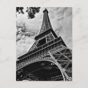 Closeup Black White Eiffel Tower Love Paris Europe Postcard