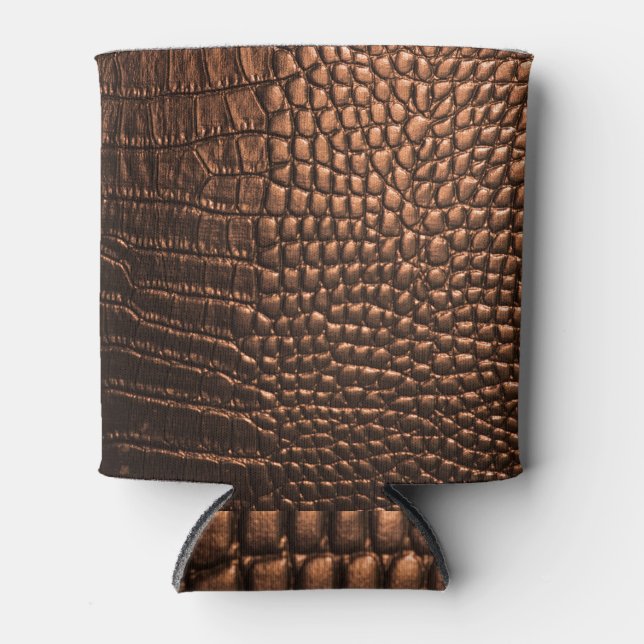 Closeup: crocodile leather texture. can cooler (Front)