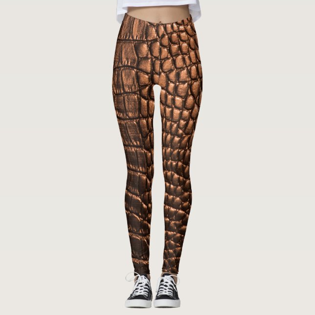 Closeup: crocodile leather texture. leggings (Front)
