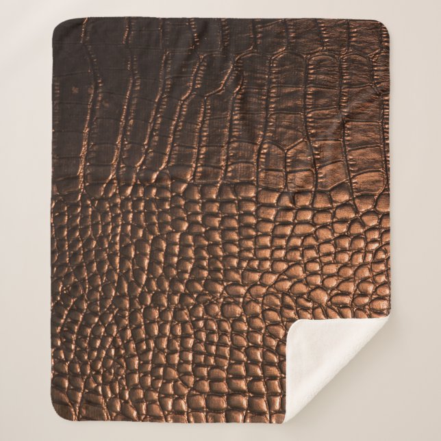Closeup: crocodile leather texture. sherpa blanket (Front)