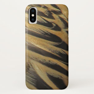 Closeup Duck Feathers Photo Brown Stripe Pattern iPhone X Case