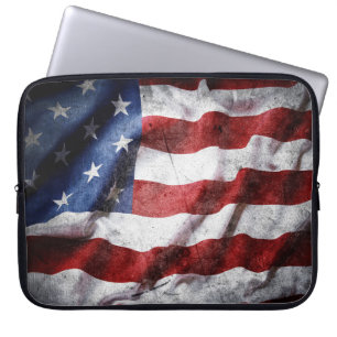 Closeup grunge American flag. Laptop Sleeve