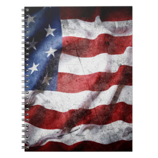 Closeup grunge American flag. Notebook