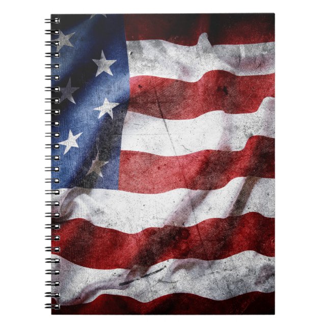 Closeup grunge American flag. Notebook (Front)