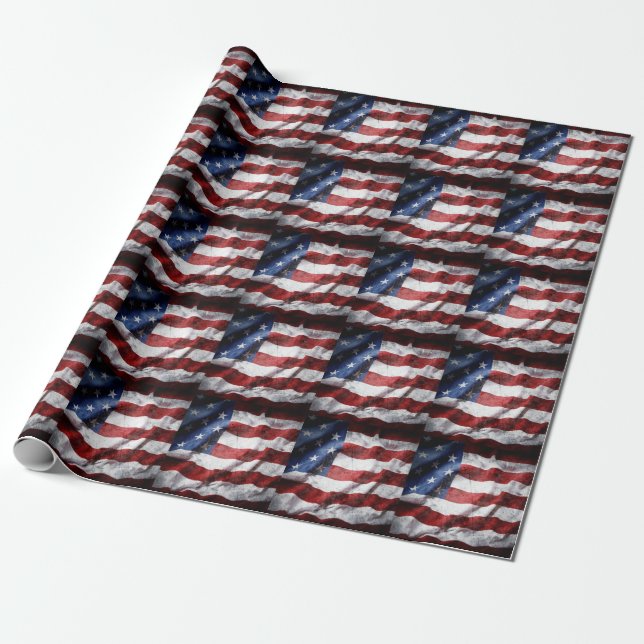 Closeup grunge American flag. Wrapping Paper (Unrolled)