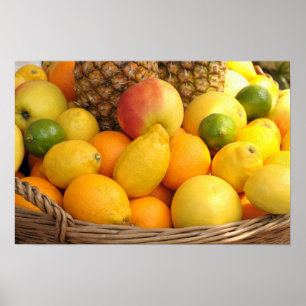 Closeup image of a basket with fruits poster