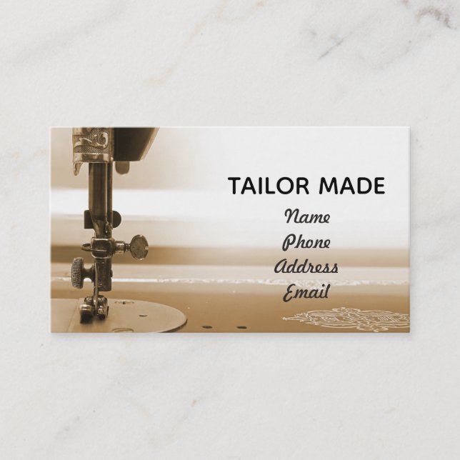 Closeup Image of Vintage Sewing Machine Business Card (Front)