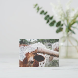 Closeup Impressionist Painted Longhorn Card