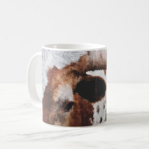 Closeup Impressionist Painted Longhorn Coffee Mug