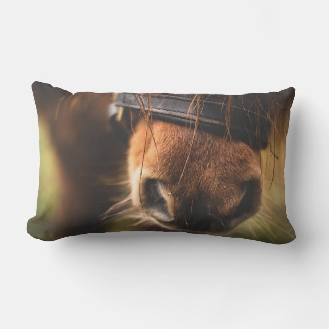 Closeup of a Cute Brown Horse Nose Lumbar Cushion (Front)