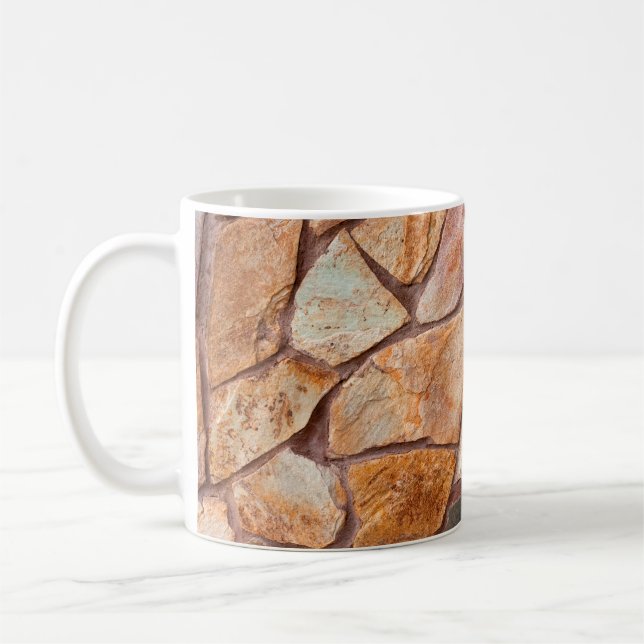 Closeup of a stone wall as a backgroundwallpaper,p coffee mug (Left)