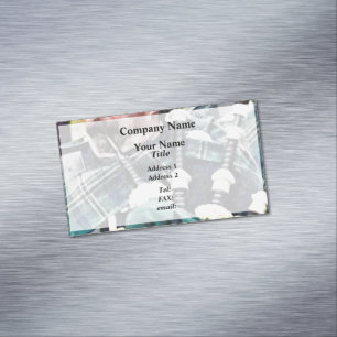 Closeup of Bagpiper Magnetic Business Card