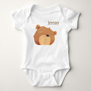 CloseUp of Big Brown Bear Baby Bodysuit