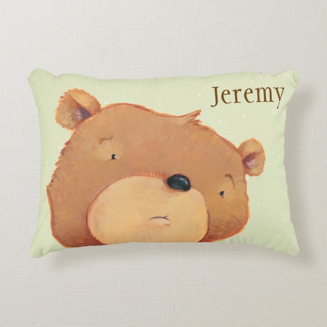 CloseUp of Big Brown Bear Decorative Cushion (Front)