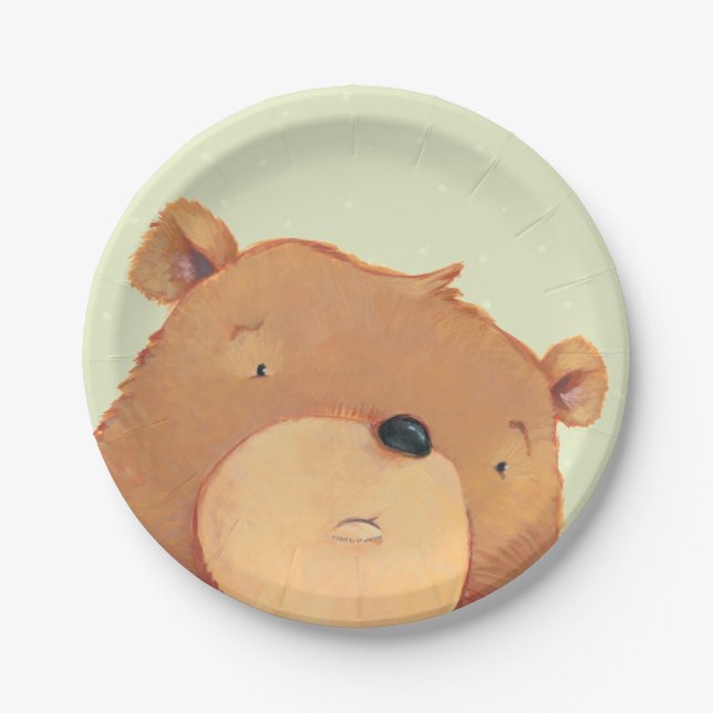 CloseUp of Big Brown Bear Paper Plate (Front)