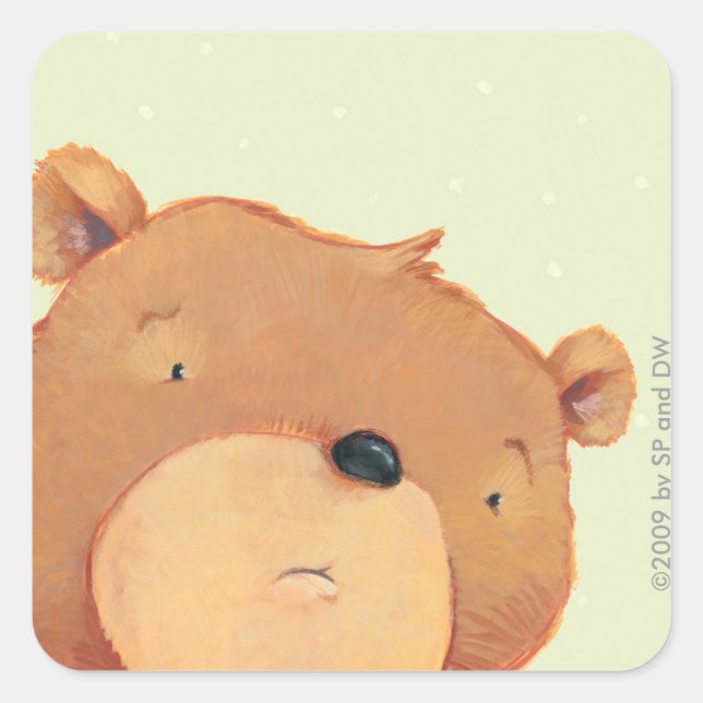 CloseUp of Big Brown Bear Square Sticker (Front)