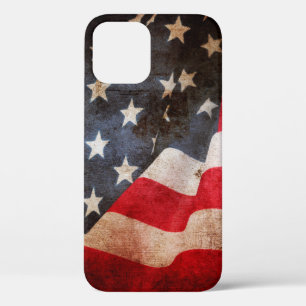 Closeup of grunge American flagamerica, american, iPhone 12 Case