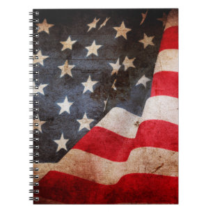 Closeup of grunge American flagamerica, american,  Notebook
