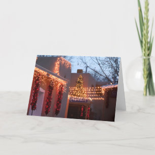 Closeup of holiday lights on building