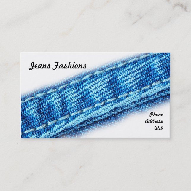 Closeup of Jeans and Denim Fabric Business Card (Front)