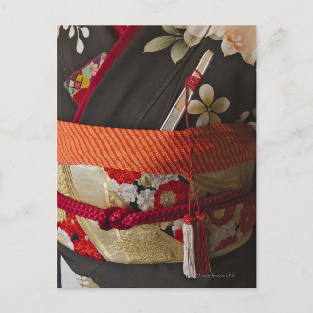 Closeup of Kimono, traditional Japanese dress Postcard (Front)