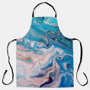 Closeup of mixed blue and white abstract marble te apron
