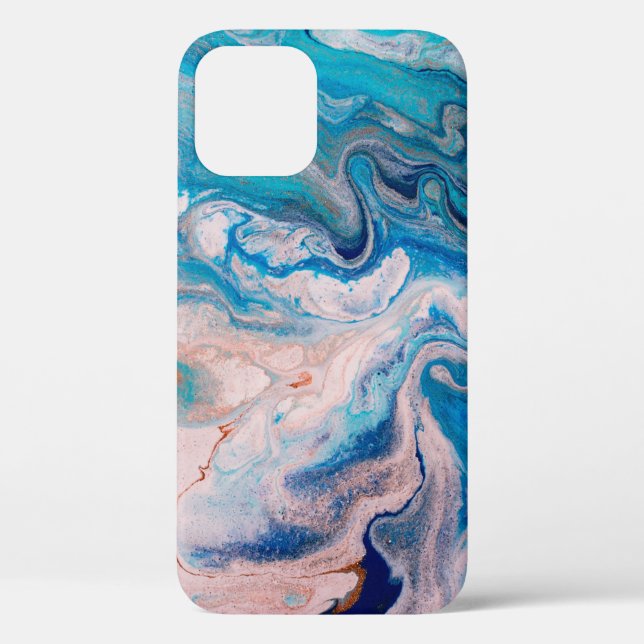 Closeup of mixed blue and white abstract marble te Case-Mate iPhone case (Back)