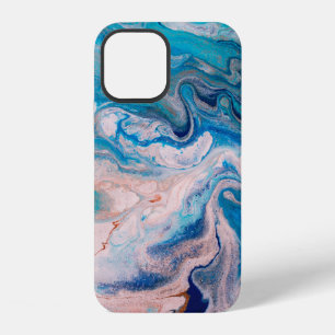 Closeup of mixed blue and white abstract marble te iPhone 12 case