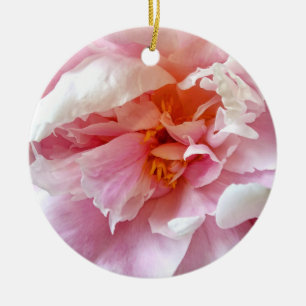 Closeup of Pale Pink Peonies Ceramic Tree Decoration