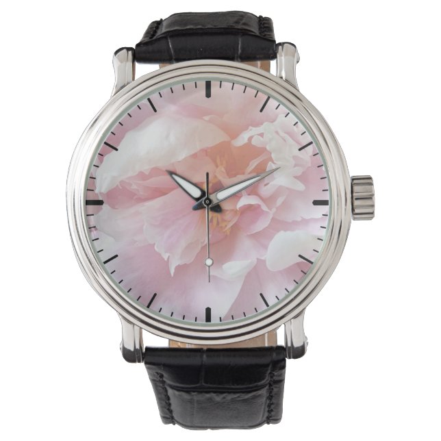 Closeup of Pale Pink Peonies Watch (Front)