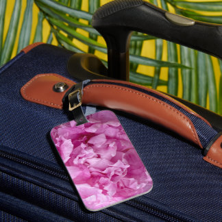 Closeup of pink peonies luggage tag