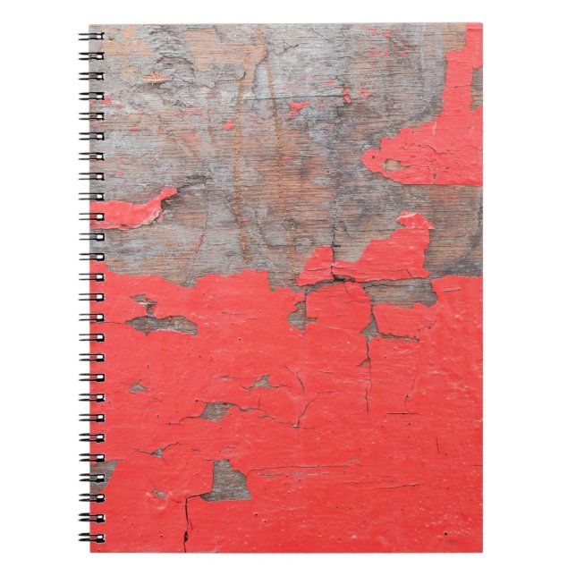 Closeup old and peeling painted wood board backgro notebook (Front)