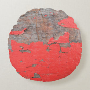 Closeup old and peeling painted wood board backgro round cushion