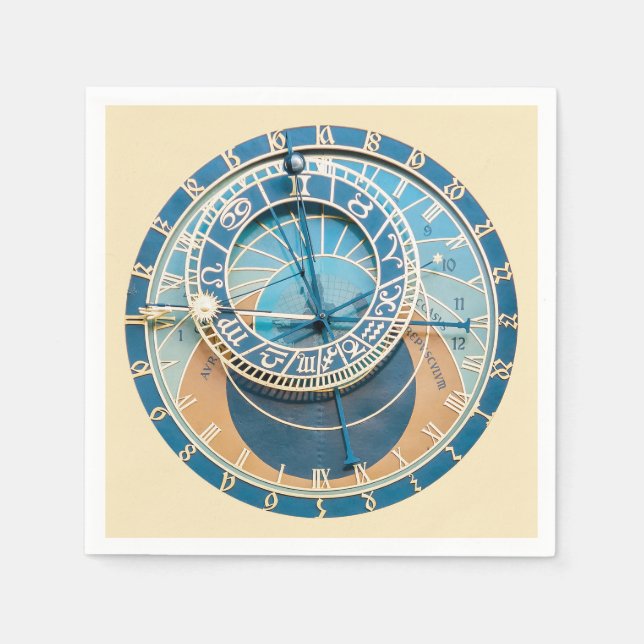 Closeup on Prague Astronomical Clock, Czech R. Napkin (Front)
