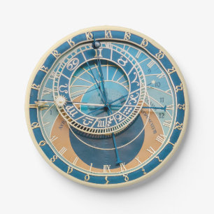 Closeup on Prague Astronomical Clock, Czech R. Paper Plate