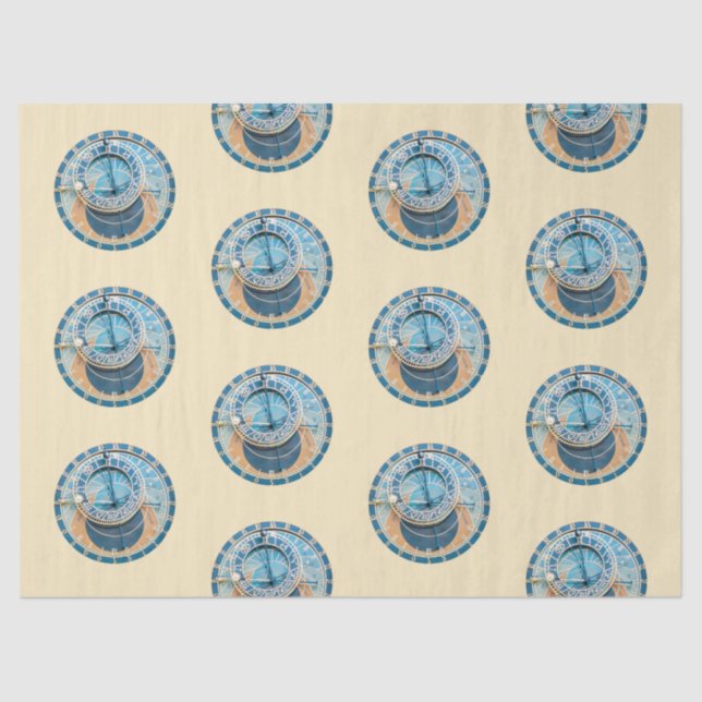 Closeup on Prague Astronomical Clock, Czech R. Tissue Paper (Front)