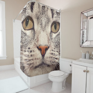 Closeup Pet Cat Face Shower Curtain
