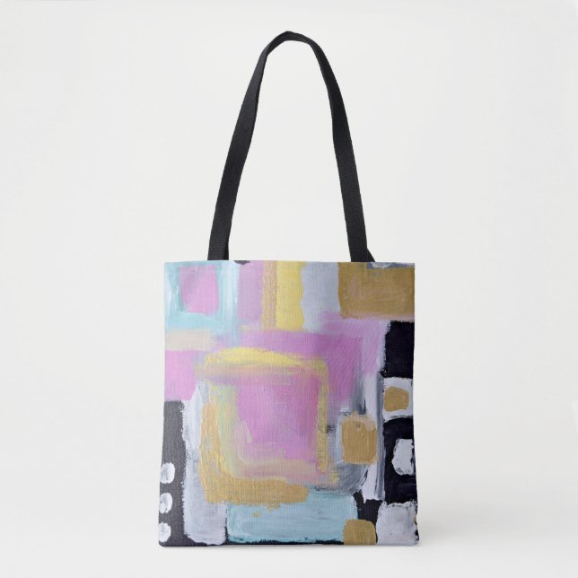 Closeup photo multicolored painting tote bag (Front)