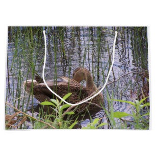 Closeup photo of a duck large gift bag
