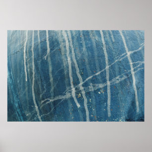 Closeup photo of blue wall paint poster
