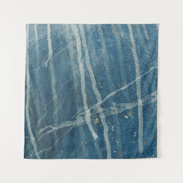 Closeup photo of blue wall paint tapestry (Front)