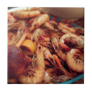 Closeup Photo of Boiled Shrimp Tile