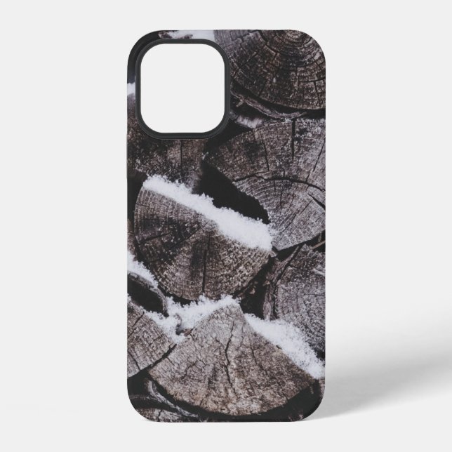 Closeup photo of firewood stack iPhone case (Back)
