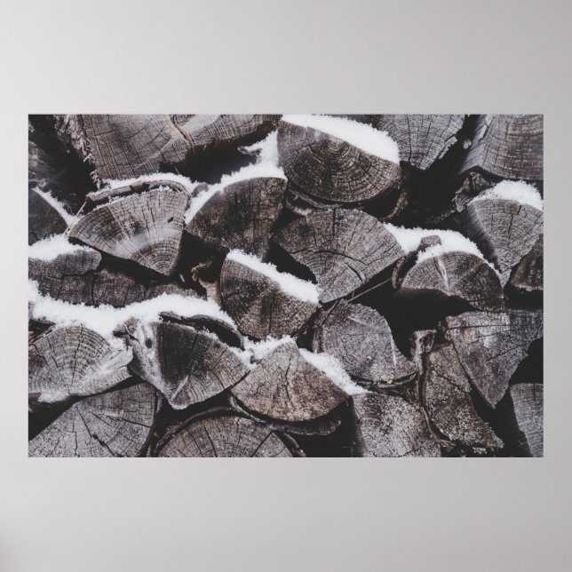 Closeup photo of firewood stack poster (Front)
