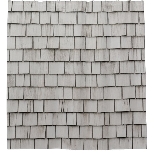 Closeup photo of grey roof shingles shower curtain (Front)